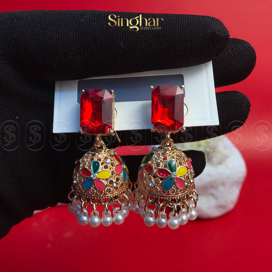 Vivid Blossom Jhumkas