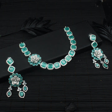 Floral Zircon Necklace Set (4927)