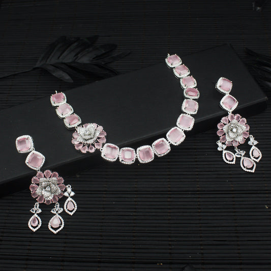 Floral Zircon Necklace Set (4927)